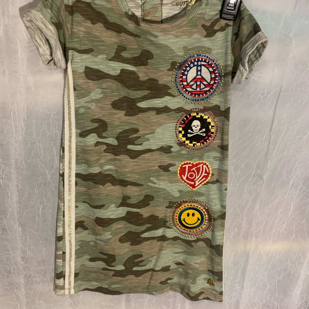 Butter Girls Green Camo Patch Short Sleeve Dress